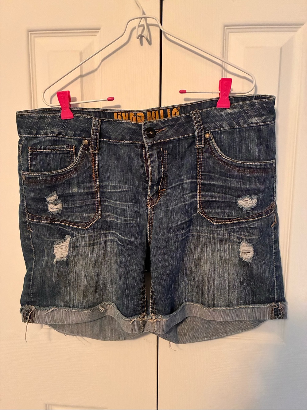 Hydraulic Women's Distressed Blue Denim Shorts